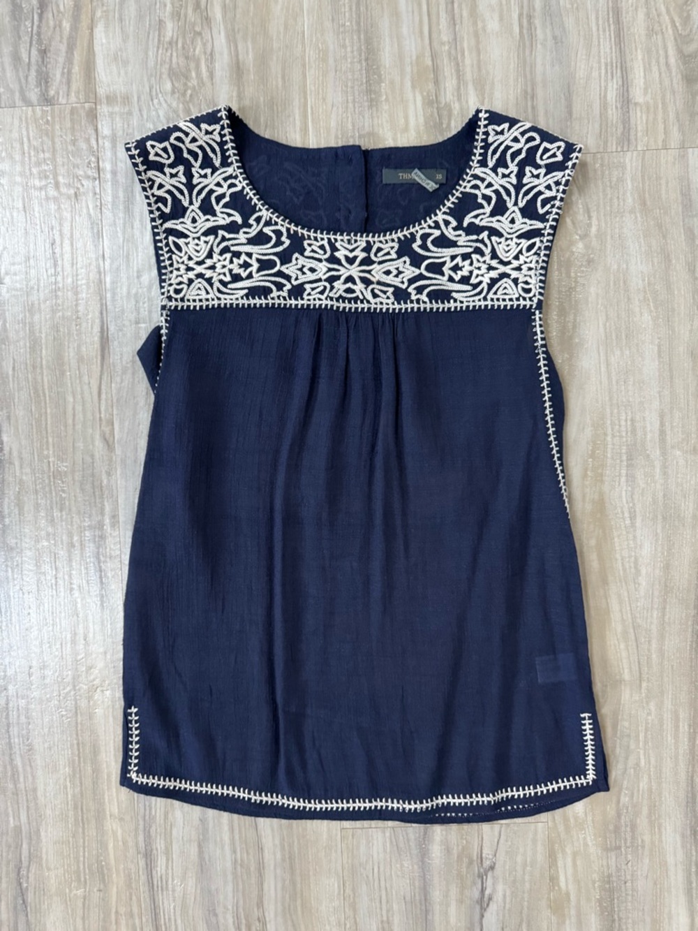 THML Navy Sleeveless Tank with White Embroidered Yoke
